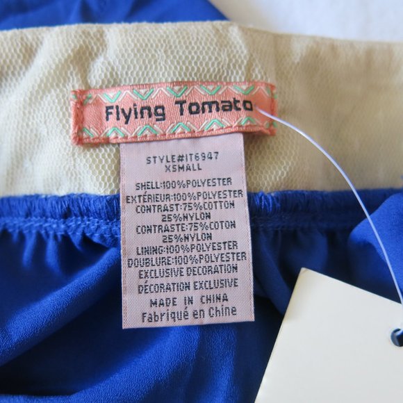 Flying Tomato Blue 3/4 Sleeve Embroidered Neck Detailed Top Blouse - Size XS - Picture 7 of 7